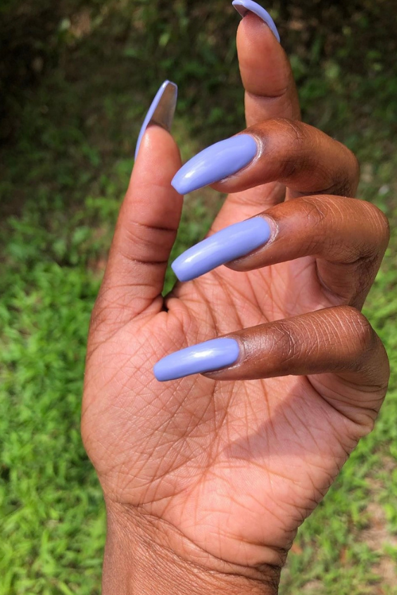purple long square nails